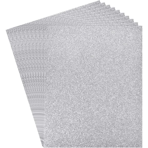 Glitter EVA Foam Sheets, [for Arts and Crafts Projects] - 11x8 Inch 2mm Thickness/Silver Tone / 12 Pcs
