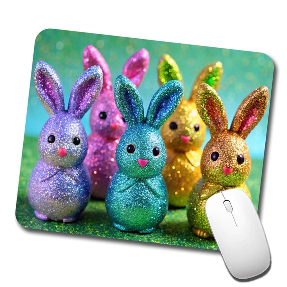 Glitter Easter Bunnies Rabbits Chocolate Mouse Pad Low Profile Gaming Mat
