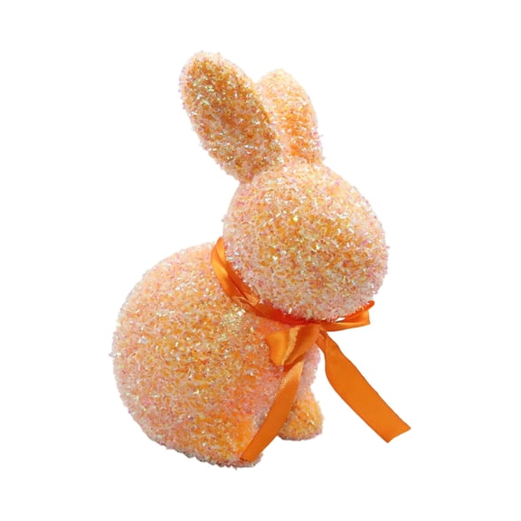 Glitter Easter Bunny With Bow - Standing Plush Figure, Soft Foam & Plush Material, 25Cm Tall, Sparkling Decorative Centerpiece - For Spring & Holiday Table Decor, Dining Room,