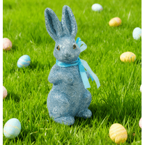 Glitter Easter Bunny Figurine, Glitter Foam Standing Rabbit Statue Ornaments, Easter Decorations for Table Shelf Garden Yard, Home Office Spring Party Favors Miniatures Rabbit Figurine