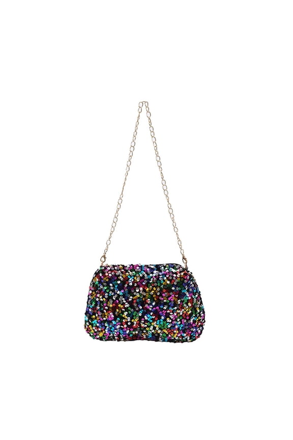 Glitter Evening Small Crossbody Bag with Chain Strap for Everyday Wear and Party Style - Sleek Minimalist Shoulder Messenger Bag for Daily Commute and Use