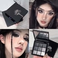 thumbnail image 1 of Glitter Eyeshadow Palette 9 Color Black Silver Gray Shimmer Makeup, Cool Toned Eye Shadow Set for Party, Evening, Photo Makeup, Includes Brush, Portable Compact Eye Palette, 1 of 7