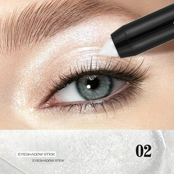 Glitter Eyeshadow Stick, No Budge Shadow Stick, Long-Lasting Cream Eyeshadow Stick for High-Pigment, Waterproof Long Lasting Glitter Highlighter Eye Liner Pencil, Blendable Eyes Makeup (#02)