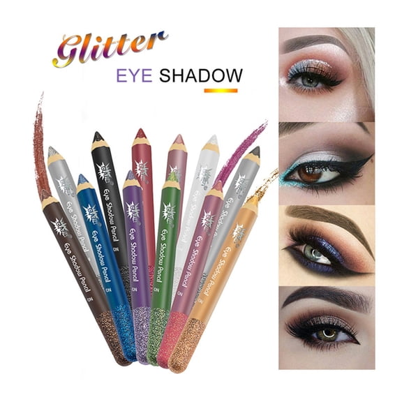 Glitter Eyeshadow Stick Waterproof Shimmer Metallic Eyeshadow Pen 12 Color Set Creamy Long Lasting Eye Shadow Crayon Makeup Tool for Party Wedding Festival Look