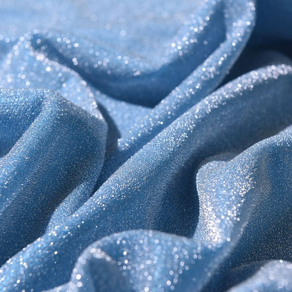 Glitter Fabric Starry Shiny Design Polyester Material For Diy Crafts Sewing Dresses Skirts Accessories Wedding Decor 1.5X1 Meter Multiple Color Options Light Blue