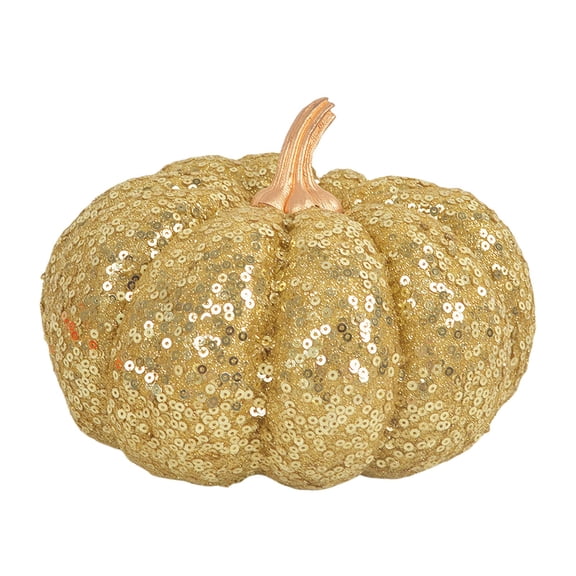Glitter Fake Pumpkin, Artificial Pumpkins Fall Decor for Tables Centerpiece Halloween Thanksgiving Harvest Holiday Decoration 7In Gold