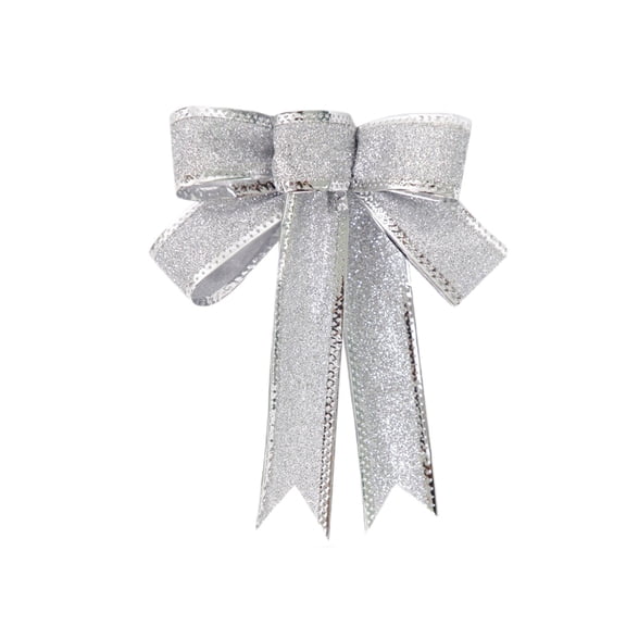 Glitter Fan Ribbon Christmas Bow Decoration, Two-Piece Set Holiday Ornament, Christmas Tree Hanging Decor, Wedding Party Arrangement, Home Holiday Decoration, Christmas Gift Wrapping
