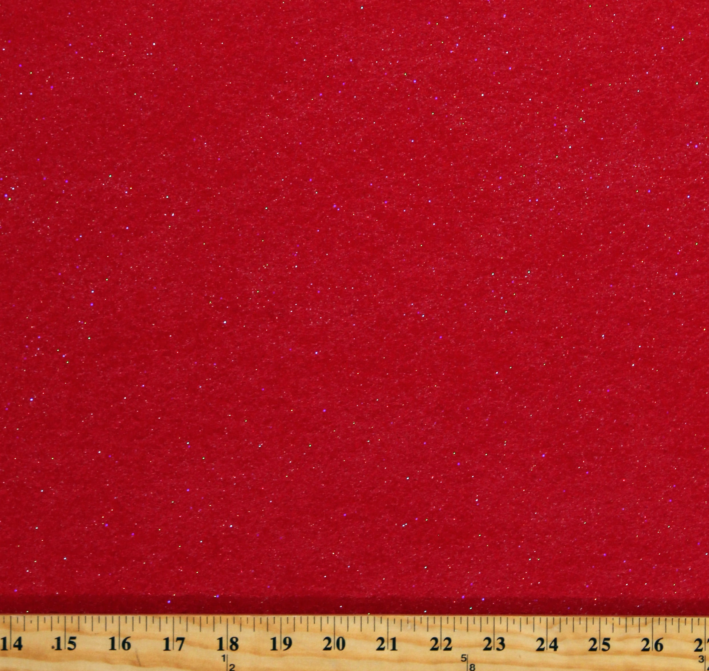 Glitter Felt Christmas Red Sparkly Shimmer Single-Faced 72" Wide Poly/Acrylic Fabric by the Yard (2282K-12E-red)