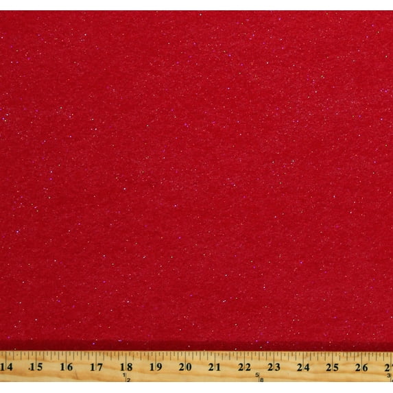 Glitter Felt Christmas Red Sparkly Shimmer Single-Faced 72" Wide Poly/Acrylic Fabric by the Yard (2282K-12E-red)