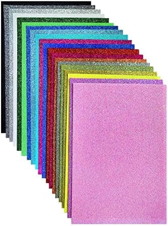 Glitter Felt, Glitter Sheets, 8 x12 inches Felt Glitter for Craft, 20pcs Pack Glitter Felt Fabric Square for for Party Project$$Art & Craft