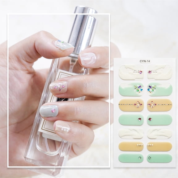 Glitter/Floral Art Stickers 14 Tips for Nails Wraps Stickers Lady Women Art Decorations Manicure Tool