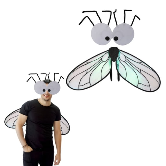 Glitter Fly Insect Wing Props, Sparking Color-Changing Halloween Costume Accessory, Lightweight Foldable Dress-Up Wing for Party & Stage Performance