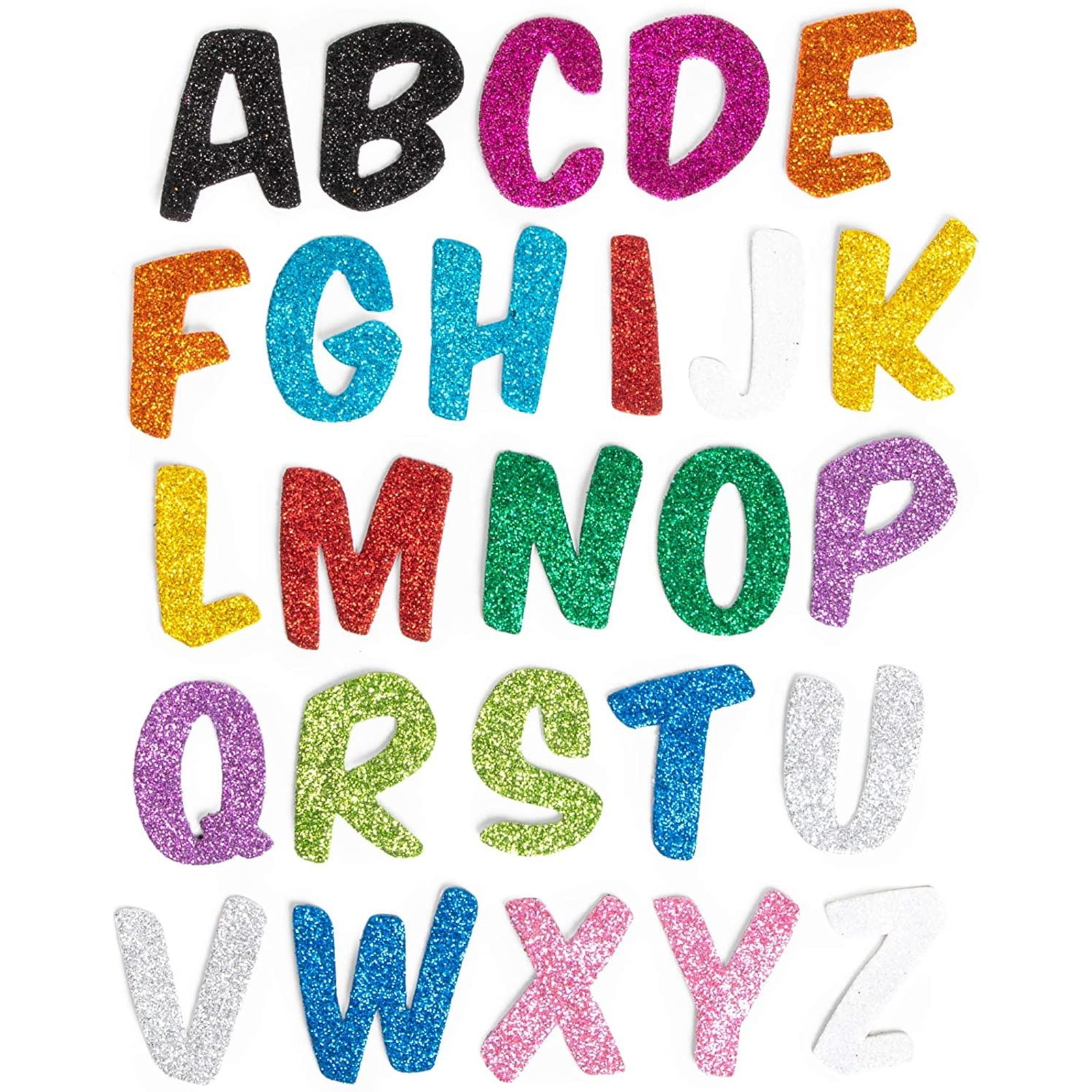 10 Sets of Small Alphabet Letter Foam Glitter Stickers (approx. 260 pcs) 5  Colors - Arts Craft Supplies for Greeting Card Decoration | Size: 1-inch