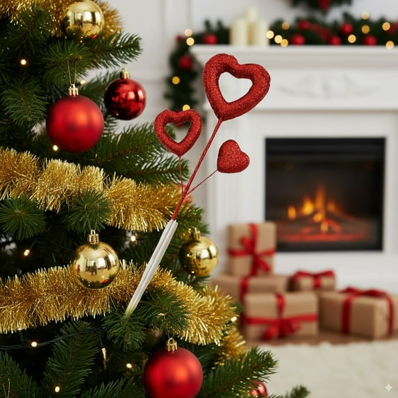 Glitter Foam Heart Cuttings Decoration – 3 Pieces Valentine's Day and Christmas DIY Bouquet Ornaments – Pink, Red, White Color Options – Handmade Craft Picks for Tree, Gifts, Florals, Backdrops