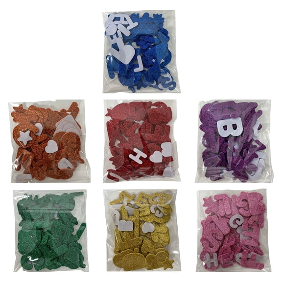 Glitter Foam Letter Stickers for Early Education and Displays, Multicolor Alphabet Pieces with Uppercase and Lowercase Letters