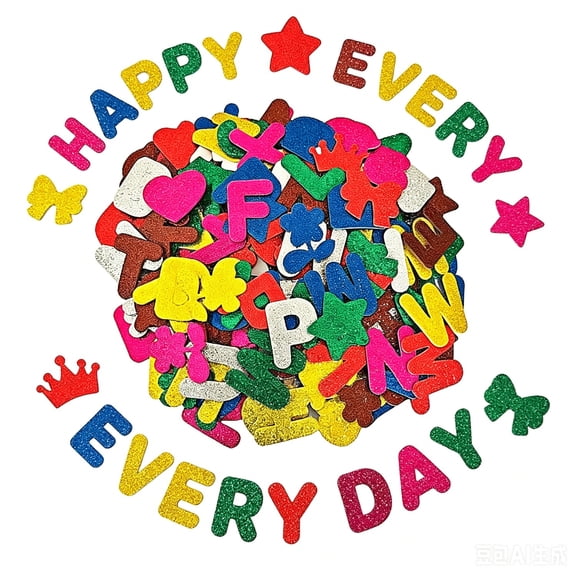 Glitter Foam Letters Stickers 215Pcs for Gift Wrapping, Party, School