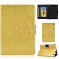 thumbnail image 1 of Glitter Folio Flip Case for Amazon Kindle Fire 7 12th Gen 2022, PU Leather Folding Stand Card Slots Cover with Multiple Viewing Angles Tablet Case Cover Auto Sleep/Wake Magnetic,Gold, 1 of 9