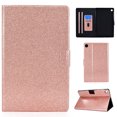 thumbnail image 1 of Glitter Folio Flip Case for Samsung Galaxy Tab A8 10.5 inch 2022 (SM-X200 / SM-X205), PU Leather Folding Stand Card Slots Cover with Multiple Viewing Angles Tablet Case Cover, Rosegold, 1 of 6