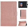 thumbnail image 1 of Glitter Folio Flip Case for Samsung Galaxy Tab S8/S7 Case 11 Inch (SM-X700/X706/T870/T875), PU Leather Folding Stand Card Slots Cover with Multiple Viewing Angles Tablet Case Cover,Rosegold, 1 of 10