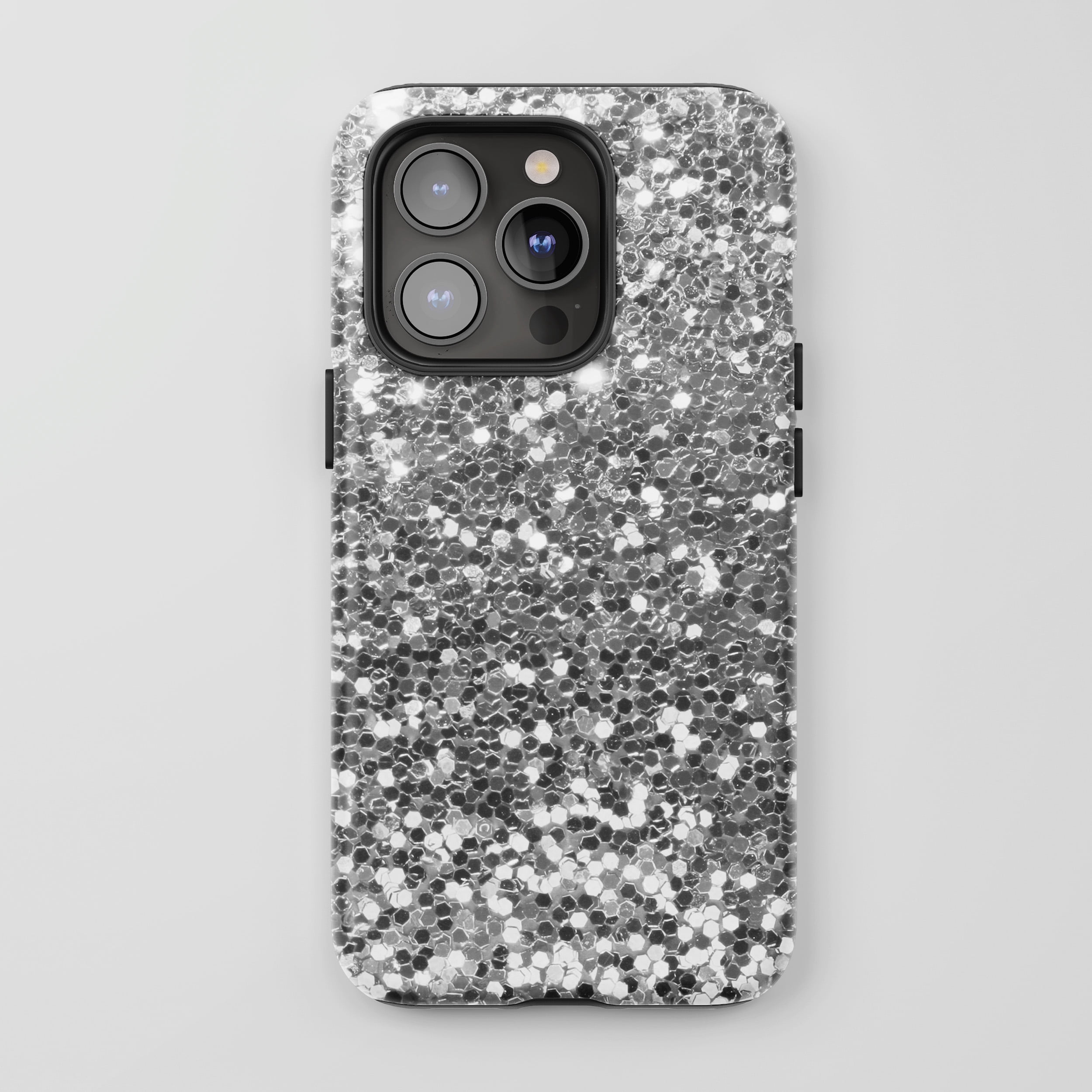 Glitter For All iPhone Series Tough Phone Case Sparkle Silver
