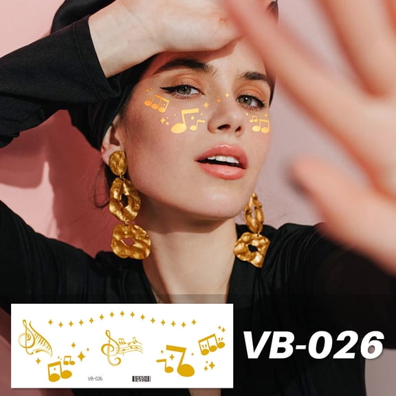 Glitter Freckles Face Tattoo - 6PCS Waterproof Gold Temporary Sparkle Patches for Women, Glow Up Makeup Style 10