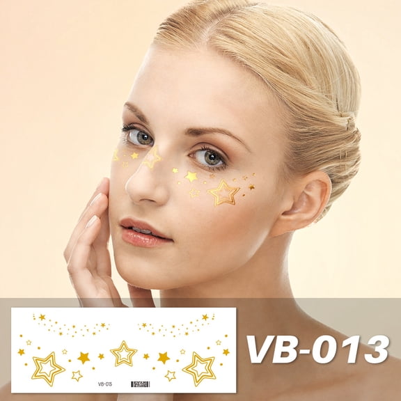 Glitter Freckles Face Tattoo - 6PCS Waterproof Gold Temporary Sparkle Patches for Women, Glow Up Makeup Style 8