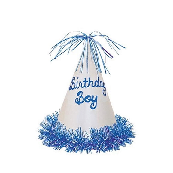 Birthday Boy Silver & Blue Glitter Cardstock Fringe Hat - 10'', 1 Piece, Perfect for Girls' Birthday Party Celebration