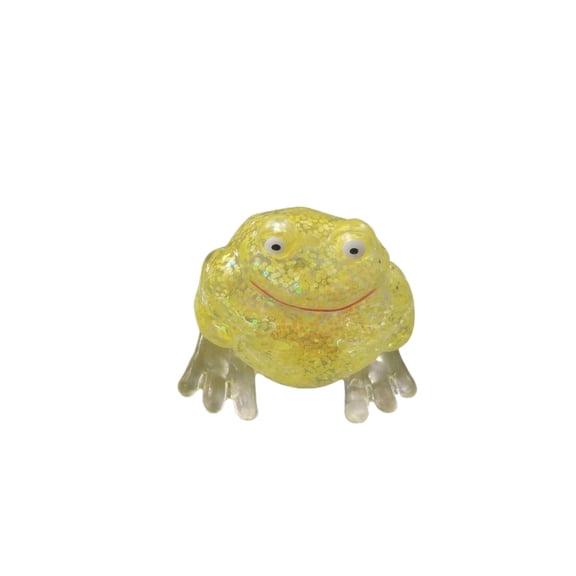 Glitter Frog Squishy Stress Ball, Slow Rising Sensory for Anxiety Relief, Cute Desk Accessory for Adults, 1 Pcs Yellow