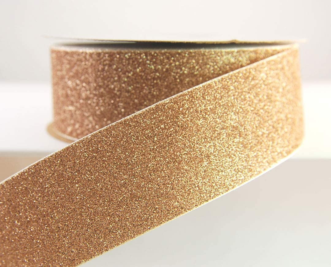 Glitter Frosted Satin Champagne Ribbon 1 1/2" - 25 Yards