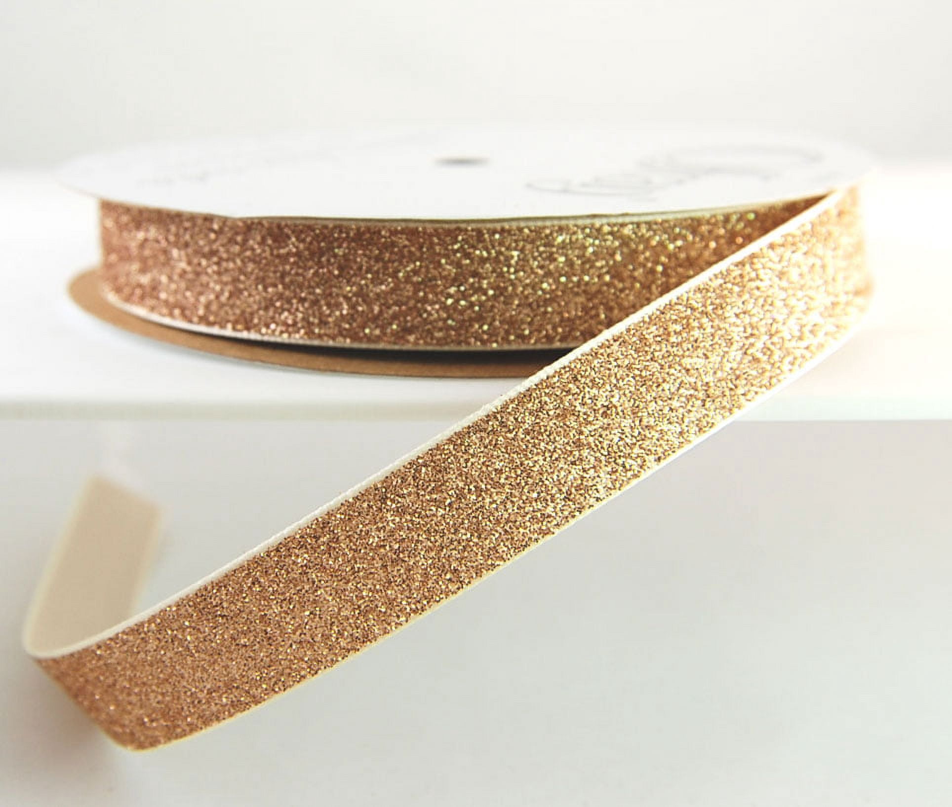 Glitter Frosted Satin Champagne Ribbon 5/8" - 25 Yards