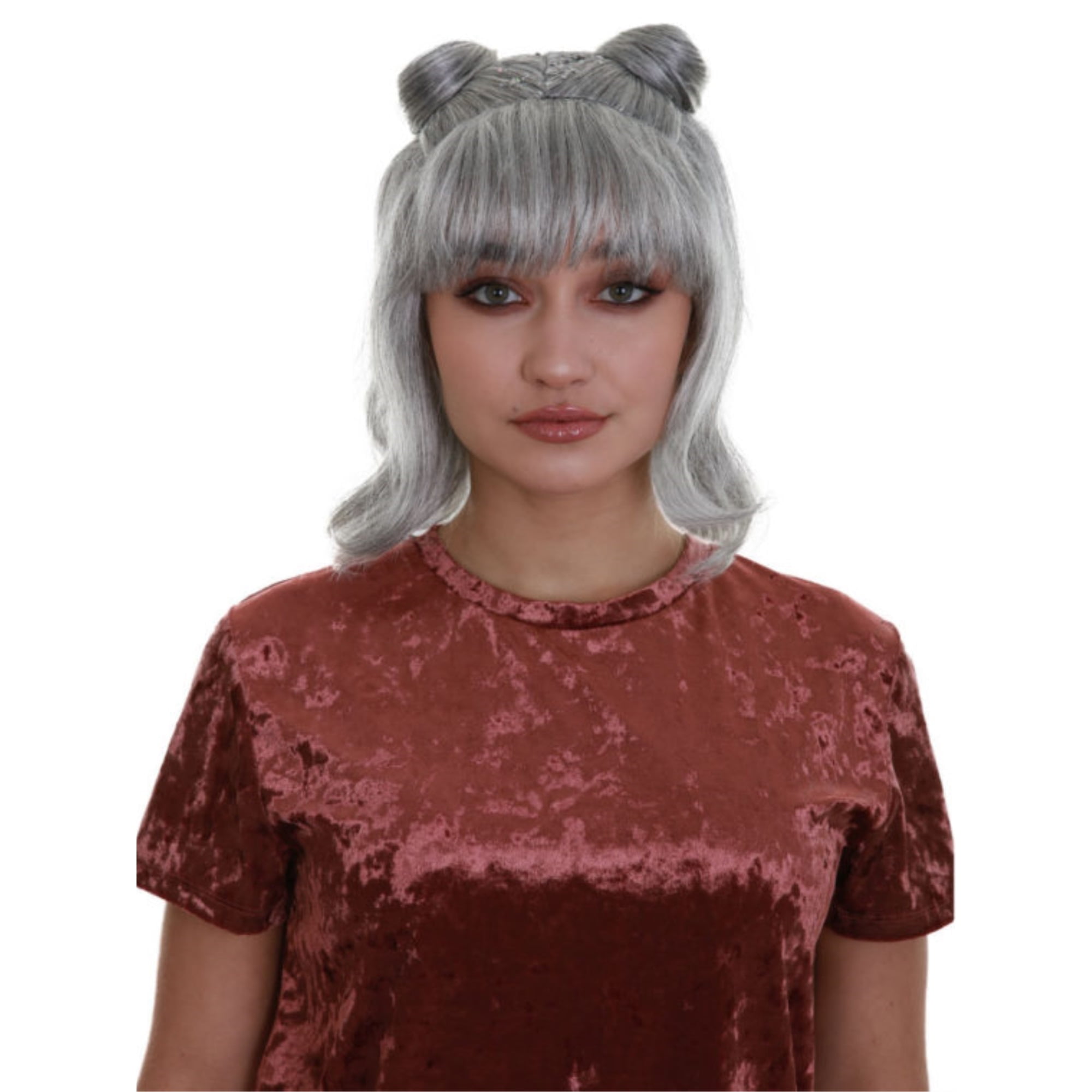 Space Buns Wig Black and Pink