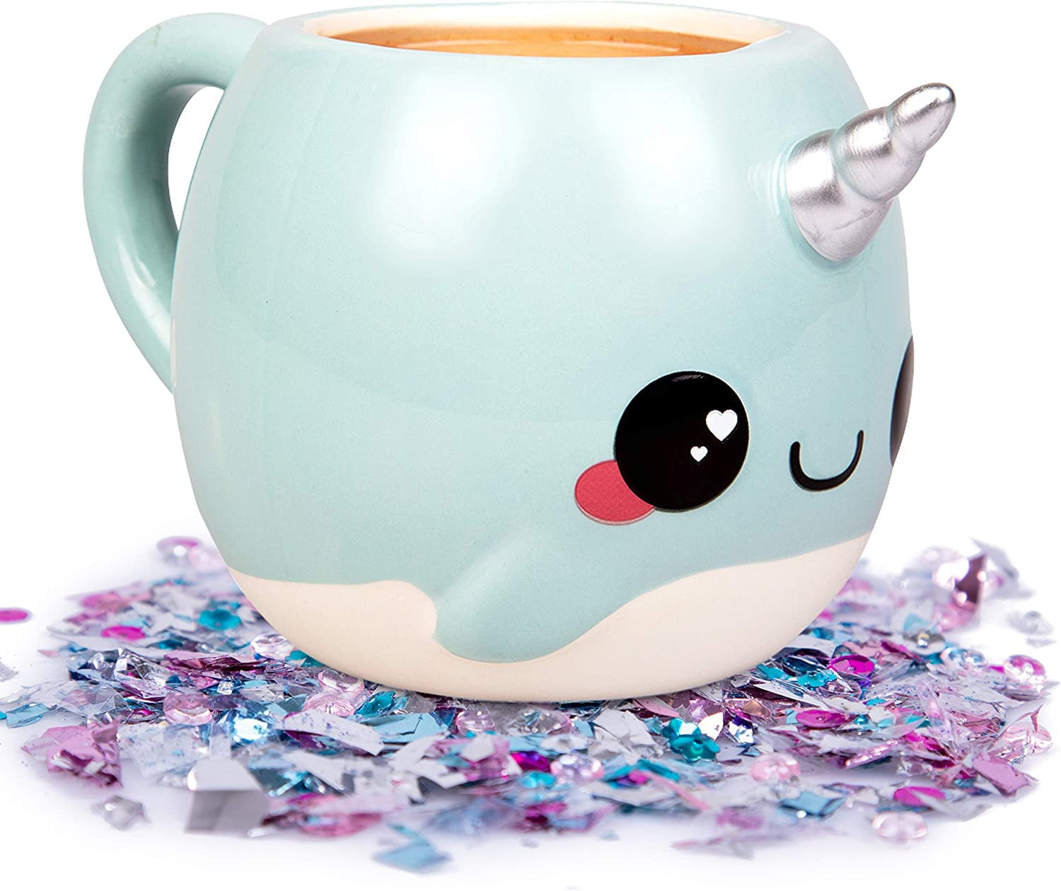 Glitter Galaxy Cute Large Narwhal 18oz Coffee Figural Mug- Make Morning's Magical - Gift for Kids, Teens, Adults \u0026 Unicorn Lovers- Officially Licensed