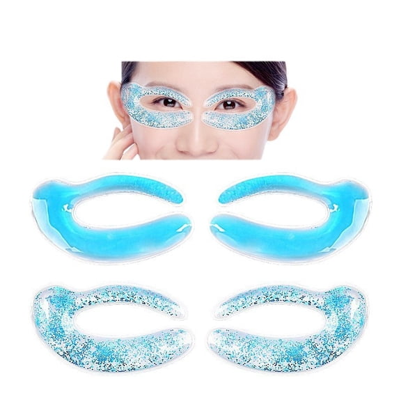 Glitter Gel Cooling Eye Patches 2 Pair Pack C Shaped Cold Compress Under Eye Patches For Puffiness Relief Refreshing Eye Care For Home Office And Travel Use