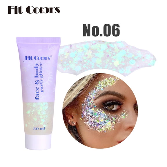 Sequins Gel, Face Body Makeup, Polarized Bright Shimmery Glitter Gel for Dance Party, DIY Nail Art, Hair Embellishment, Lip and Eye Shadow, Multi-Angle Color Changing Glitter