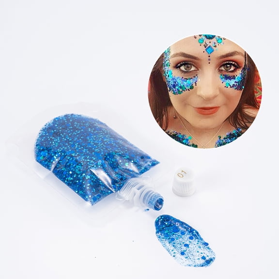 Glitter Gel Eyeshadow In Bag, Shade 01# - 1 Bag Of Glitter Gel Eyeshadow, Sequin Gel Bags Scale Face Body Lip Sequins Eye Shadow Bright Stage Makeup Makeup Gel Eye Shadow Body Hair Makeup Organizers