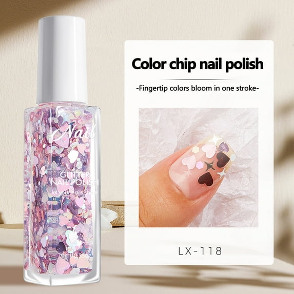 Glitter Gel Nail Polish, Light Glitter Nail Polish, Soak Off UV LED Nail Gel for DIY Nail Art, Iridescent Chunky for Nail Art Manicure at Home, Quick Dry Holographic Gel, 10ml