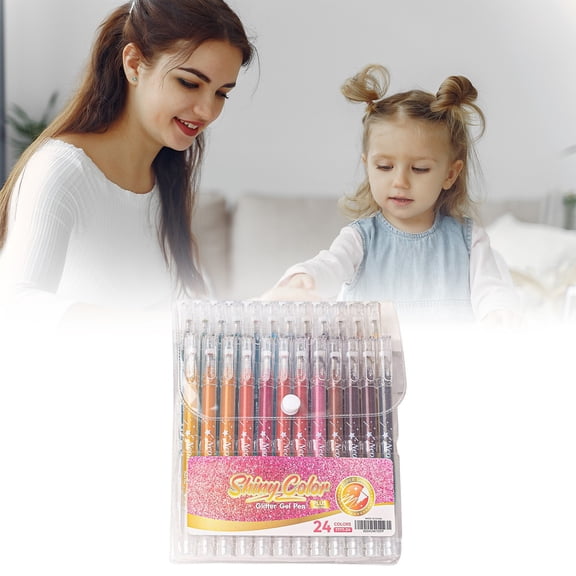 Glitter Gel Pen 24 Colors,Metallic Vibrant Sparkle gel pens for coloring,glitter pens for adults,colored gel pens for Adult Coloring Books and Drawing
