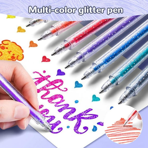 Glitter Gel Pen Set, 2026 New 8/24/36 Colors with Glitter Sparkle Coloring Art Gel Pen Set for Coloring Book, Drawing Art Supplies-12 Color