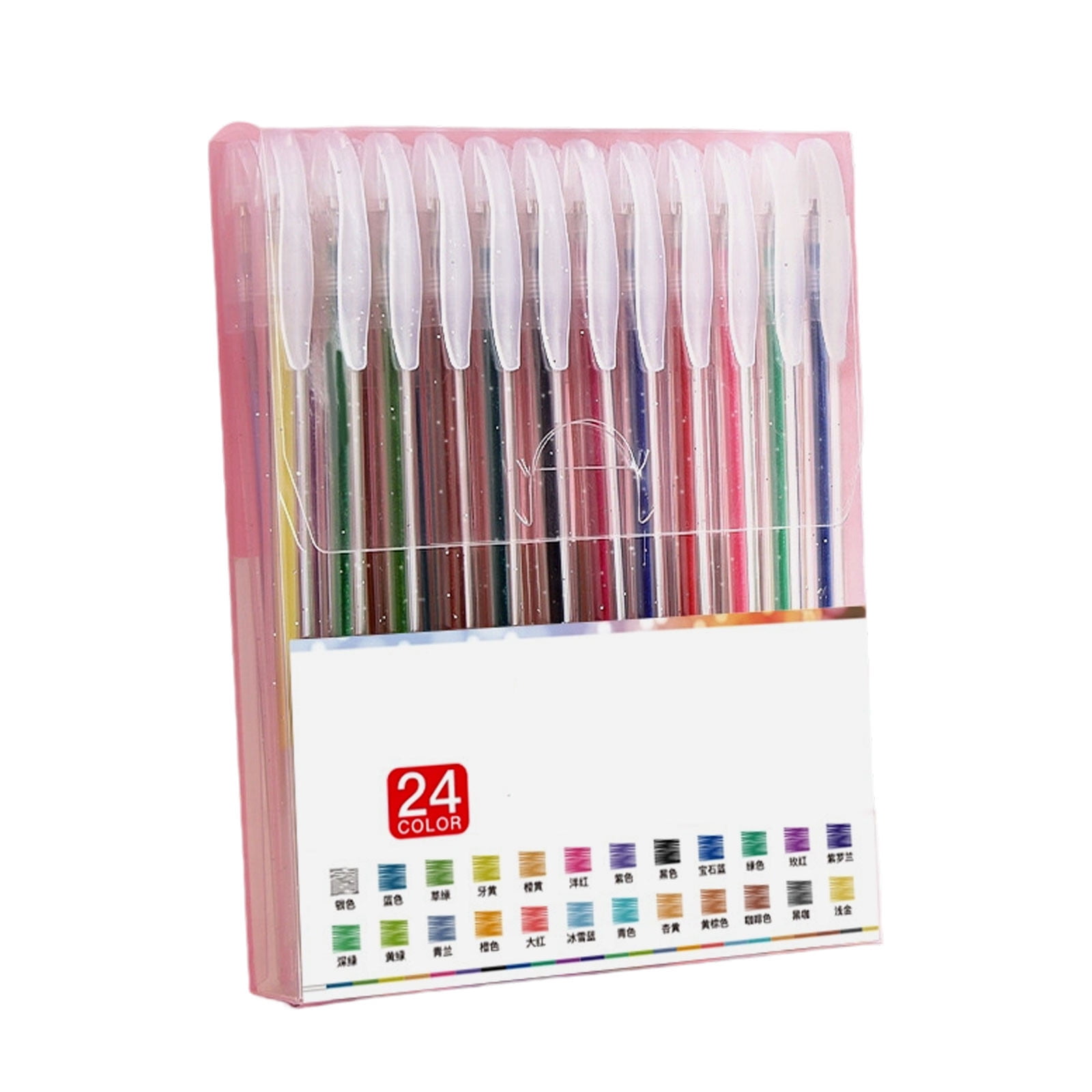 Glitter Gel Pen Set, 24 Color Shimmer Metallic Markers, Smooth Ink for Adult Coloring Books, Drawing Journaling Scrapbooking Art Projects, Neon Pens