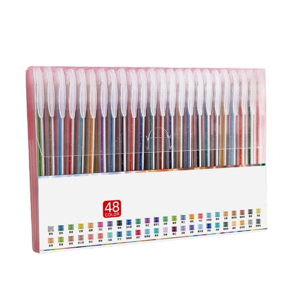 Glitter Gel Pen Set, 48 Color Shimmer Metallic Markers, Smooth Ink for Adult Coloring Books, Drawing Journaling Scrapbooking Art Projects, Neon Pens