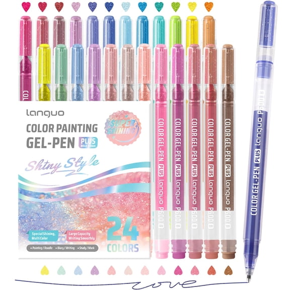Glitter Gel Pens, 24 Pack Glitter Pens For Adults Coloring Book,1.0mm Point