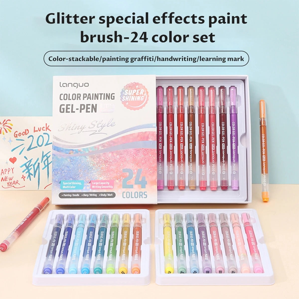 Glitter Gel Pens for Adult Coloring, 24/36/54/72 Colors Special Shining Multi Glitter Gel Pens Colored Set for Drawing, Doodling, Journaling & Creative Art Supplies