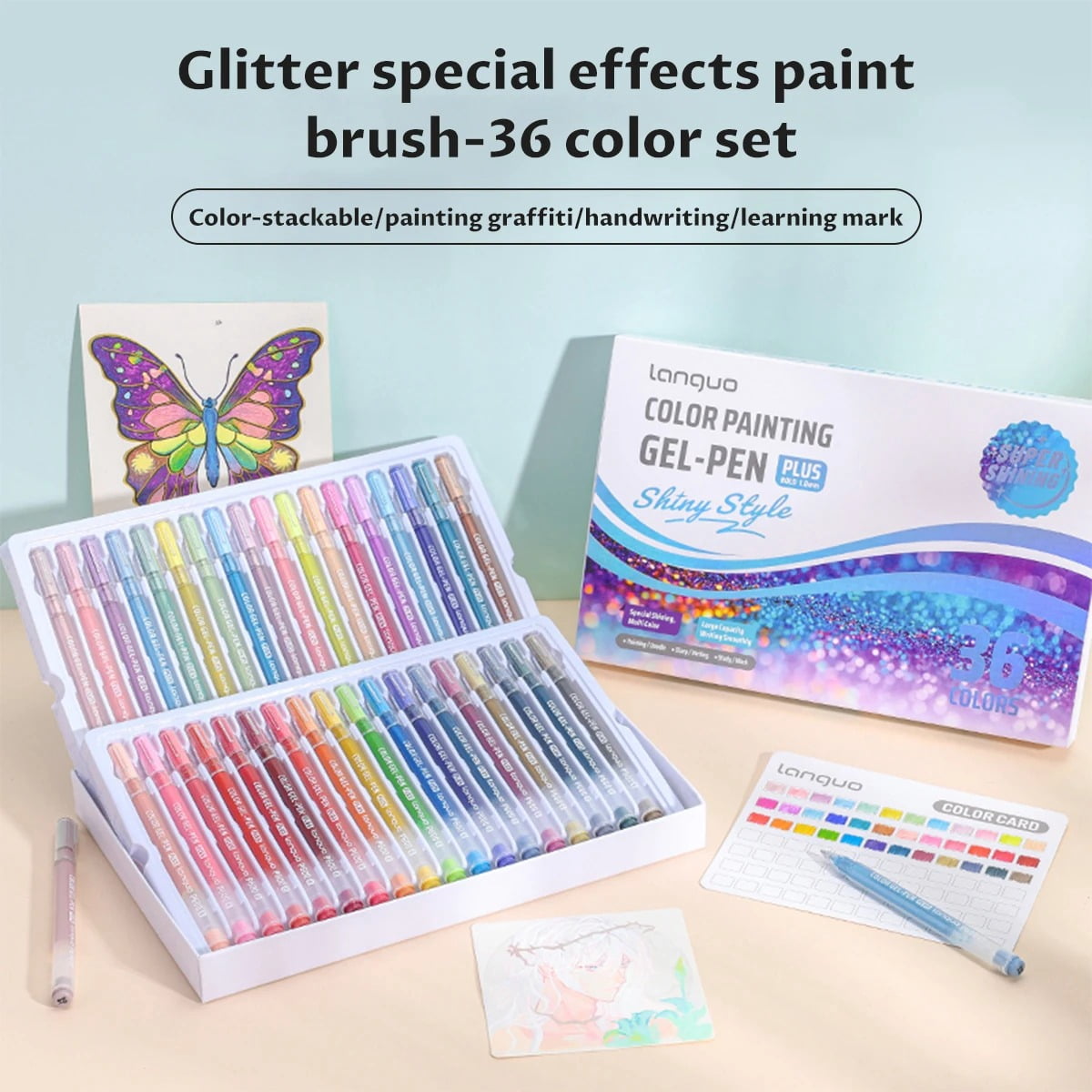 Glitter Gel Pens for Adult Coloring, 24/36/54/72 Colors Special Shining Multi Glitter Gel Pens Colored Set for Drawing, Doodling, Journaling & Creative Art Supplies