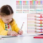 Glitter Gel Pens Curve Highlighter Pen Set 6 Different Curved Shapes Nib Outline Pen Dry Pen Color Emphasis Graffiti Pen for Writing, Drawing 5ml