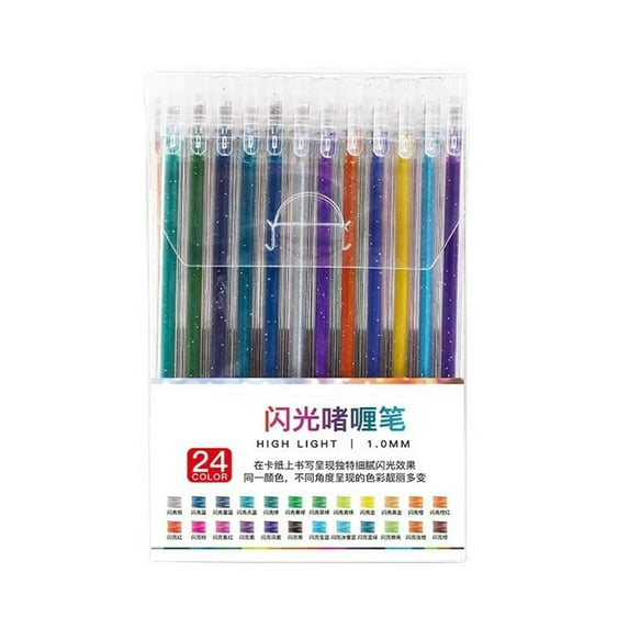 Glitter Gel Pens Metallic Vibrant Sparkle Gel Pens for Coloring, Retractable Sparkle Glitter Pens for Adults,Colored Gel Pens for Adult Coloring Books and Drawing