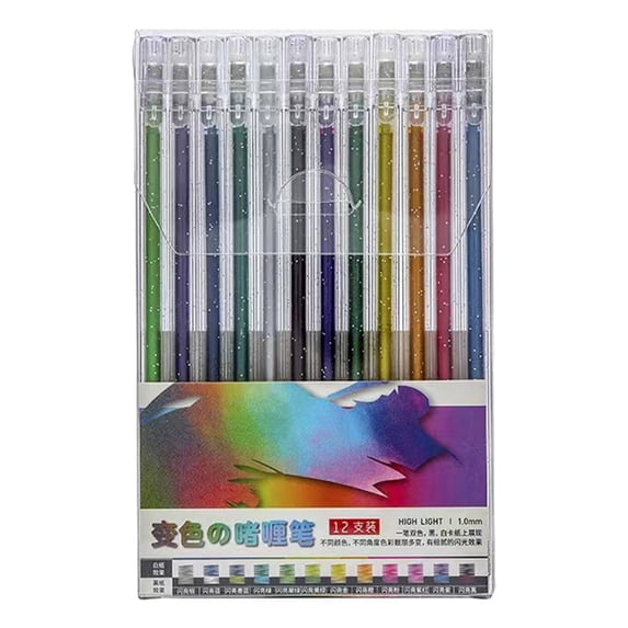 Glitter Gel Pens,Super Glitter Colors Paint Pens,1.0mm Fine Tip Large Capacity Colored Drawing Pens Sparkle Paint Pen for DIY Craft Making,Coloring,Doodling,Scrapbooking(12pc)