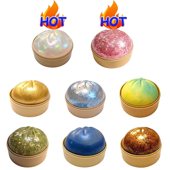 Glitter Giant Dumpling,Slow Rise Sensory Fidget for Anxiety, Focus Tool and Autism Calming Support, Quiet Desktop Gadget