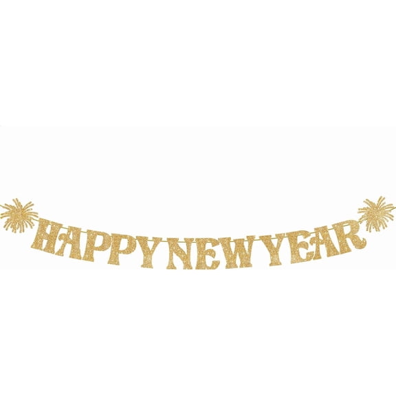 Glitter Gold Happy New Year Banner - 10 Feet, Bye 2026 Hello 2026 Banner | Happy New Years Decorations, Happy New Year 2026 Sign | New Years Eve Party Supplies 2026 | Nye Decorations 2026