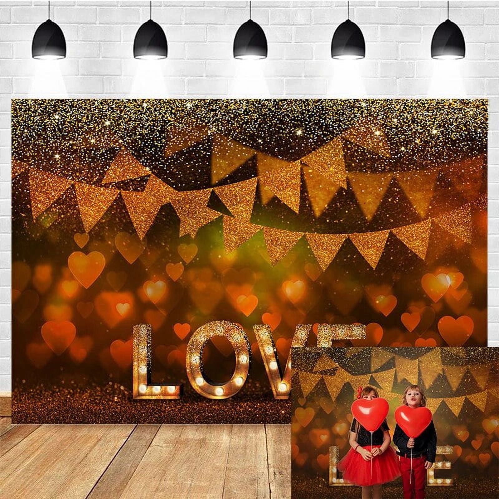 Glitter Golden Valentine Bokeh Backdrop for Photography Love Decor ...
