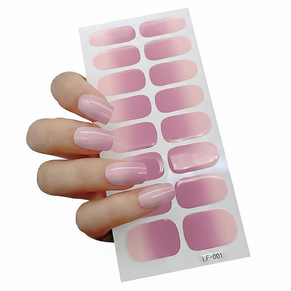 Glitter Gradient Gel Nail Strips, Self-Adhesive Gel Nail Stickers for Women - Full Coverage